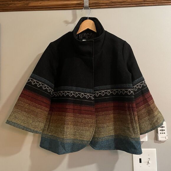 Billabong Jacket Wool‎ Blend Cape 3/4 Sleeve Southwestern Womens Medium - Picture 1 of 7